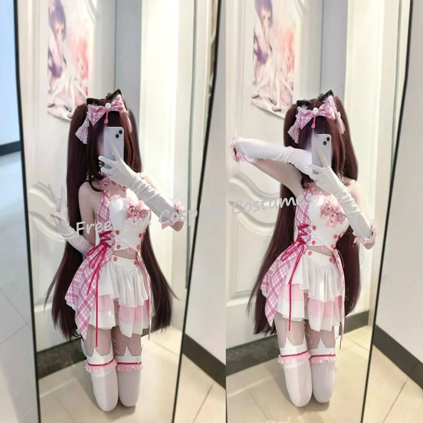 Chocola Catgirl Maid Cosplay Costume – Idol Halloween Dress (Anime Theatrical Outfit)