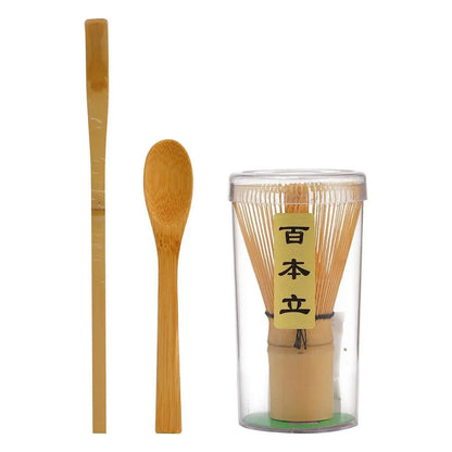 Matcha Tea Set with Bamboo Whisk, Tea Spoon & Brush – Traditional Japanese Tea Ceremony Kit