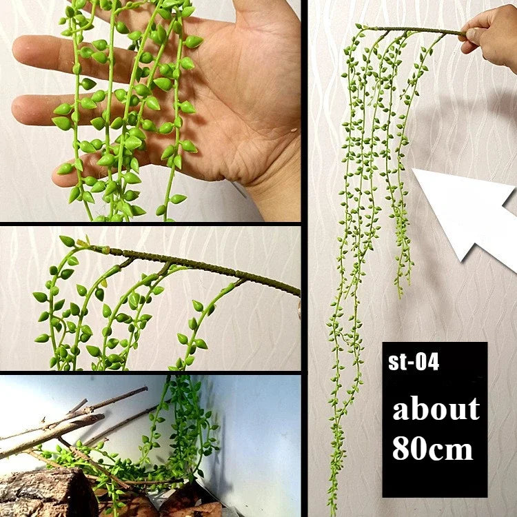 Bendable Reptile Jungle Vines – Flexible Foam Rattan Fake Branches for Lizard & Chameleon Terrariums, Rainforest Habitat Landscaping Decor