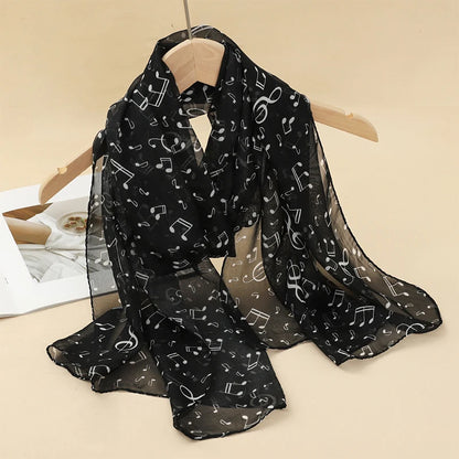 Women's Printed Chiffon Scarf Shawl – Lightweight Silk-Feel Long Wrap for Beach, Travel & Outdoor Wear, Fashion Headband Accessory