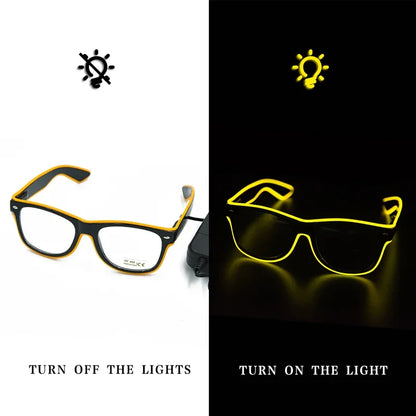 LED EL Wire Light-Up Glasses – Flashing Neon Party Sunglasses for Festivals, Raves & Cosplay