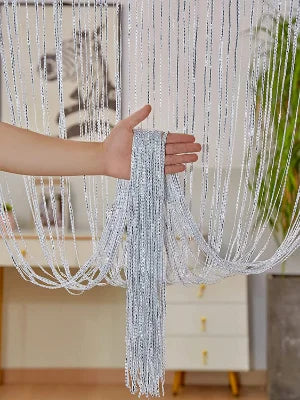 Cortina decorativa de hilos – Separador de ambientes con borlas para puertas, ventanas y decoración del hogar