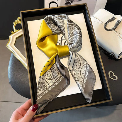 Women's Luxury Satin Silk Feel Square Scarf Printed Hair Scarf Neckerchief Bandana Hijab Wrap