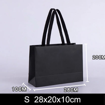 Premium Black Kraft Paper Gift Bag – Reusable Shopping & Gift Packaging for Weddings, Christmas, Parties, Cookies, Candy, Clothing & Special Occasions