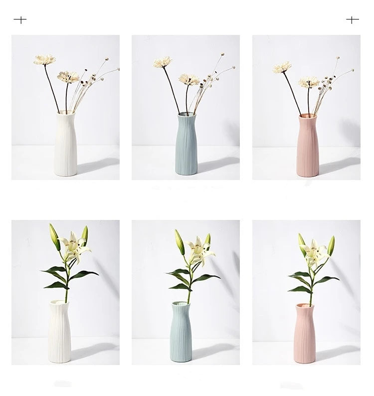 Nordic Modern Plastic Flower Vase – Minimalist Decorative Vase for Fresh Flowers & Home Décor