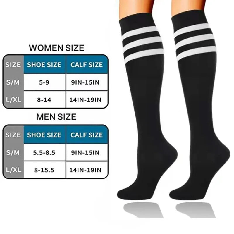 30mmHg Compression Socks for Men & Women – Knee High Support Stockings for Sports, Edema, Varicose Veins & Daily Wear
