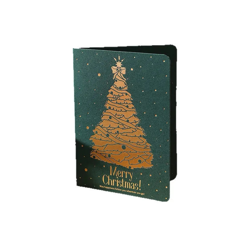 6PCS Christmas Greeting Cards with Envelopes – Red & Green Hot Stamping Holiday Blessing Cards for Xmas, New Year & Gift Giving