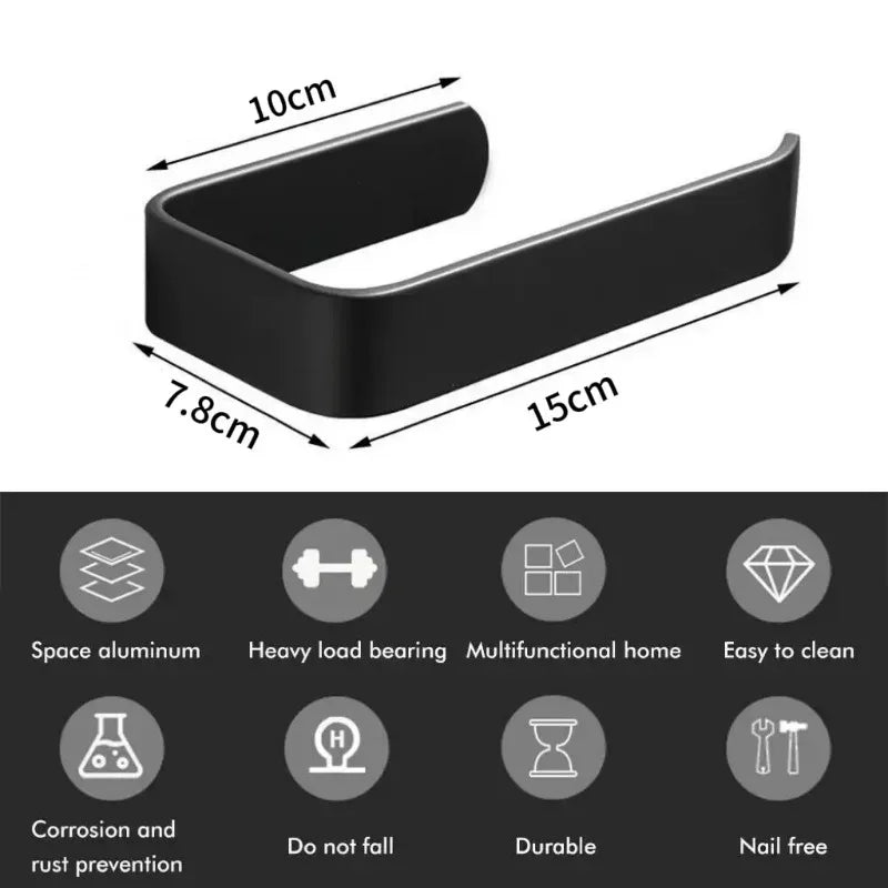 Adhesive Toilet Paper Holder Wall-Mounted Kitchen Roll & Paper Towel Rack No-Drill Tissue Holder
