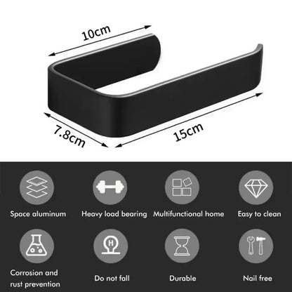 Adhesive Toilet Paper Holder Wall-Mounted Kitchen Roll & Paper Towel Rack No-Drill Tissue Holder