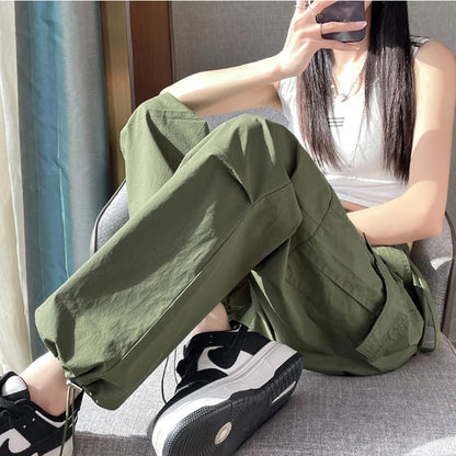 Pantalones Joggers para Mujer, Casuales, Elegantes, Rectos, con Bolsillos, Cintura Alta Elástica, Ropa Urbana, Pantalones Ajustados Finos de Verano
