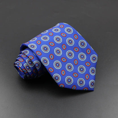 Men's 7.5cm Soft Silk Necktie – Floral & Dot Pattern Tie for Weddings, Business, Parties & Formal Wear
