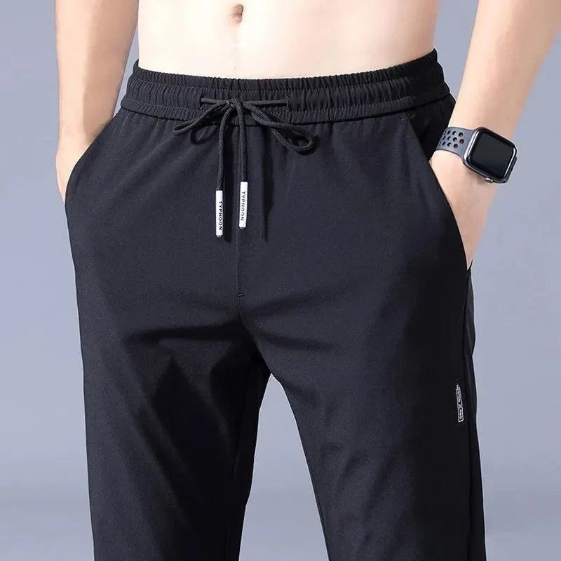 2026 Men's Summer Ice Silk Pants – Lightweight Stretch Trousers with Elastic Waist, Smooth Casual Fit, Available in 3 Colors