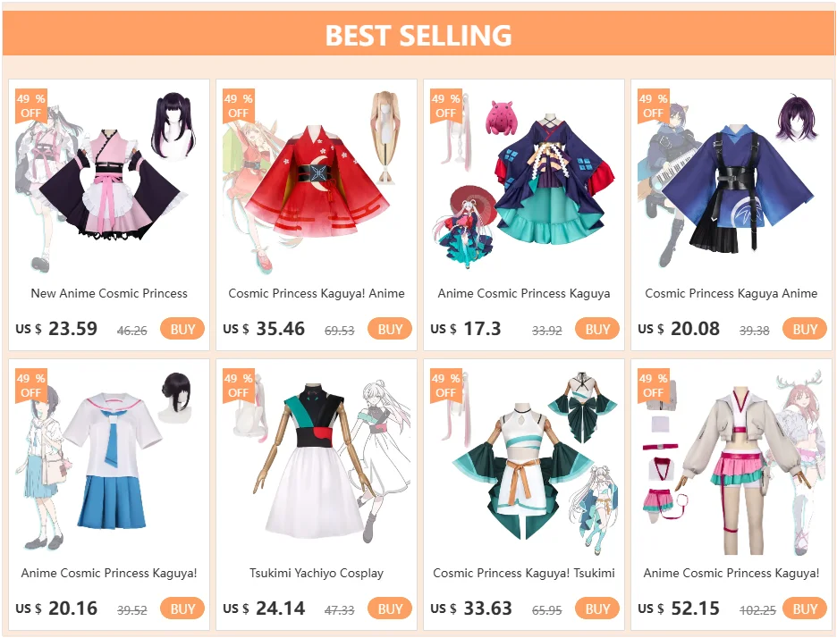 Cosmic Princess Kaguya Cosplay Costume Set with Wig & Cloak for Women
