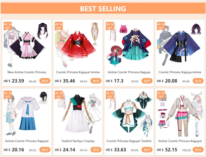 Cosmic Princess Kaguya Cosplay Costume Set with Wig & Cloak for Women