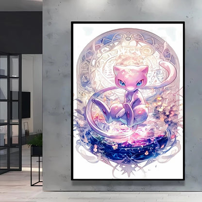 Pokémon Bulbasaur & Pikachu Canvas Wall Art – Bright Garden Themed Cartoon Home Living Room Decor