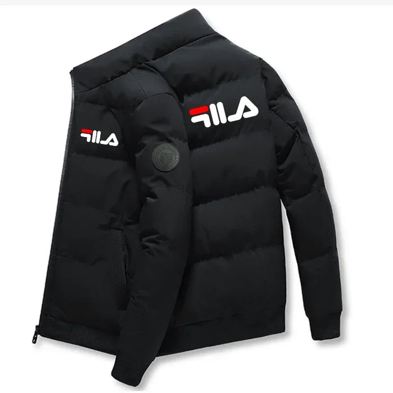 Men’s Short Winter Jacket – Thick Warm Windproof Coat with Zipper & Printed Design, Casual Outdoor Outerwear, Sizes M–5XL