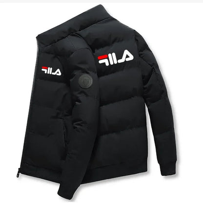 Men’s Short Winter Jacket – Thick Warm Windproof Coat with Zipper & Printed Design, Casual Outdoor Outerwear, Sizes M–5XL