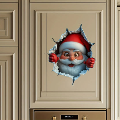 1PC Christmas Santa Wall Sticker – Waterproof PVC Peel-and-Stick Decal for Door, Window, Living Room, Home & Party Decor