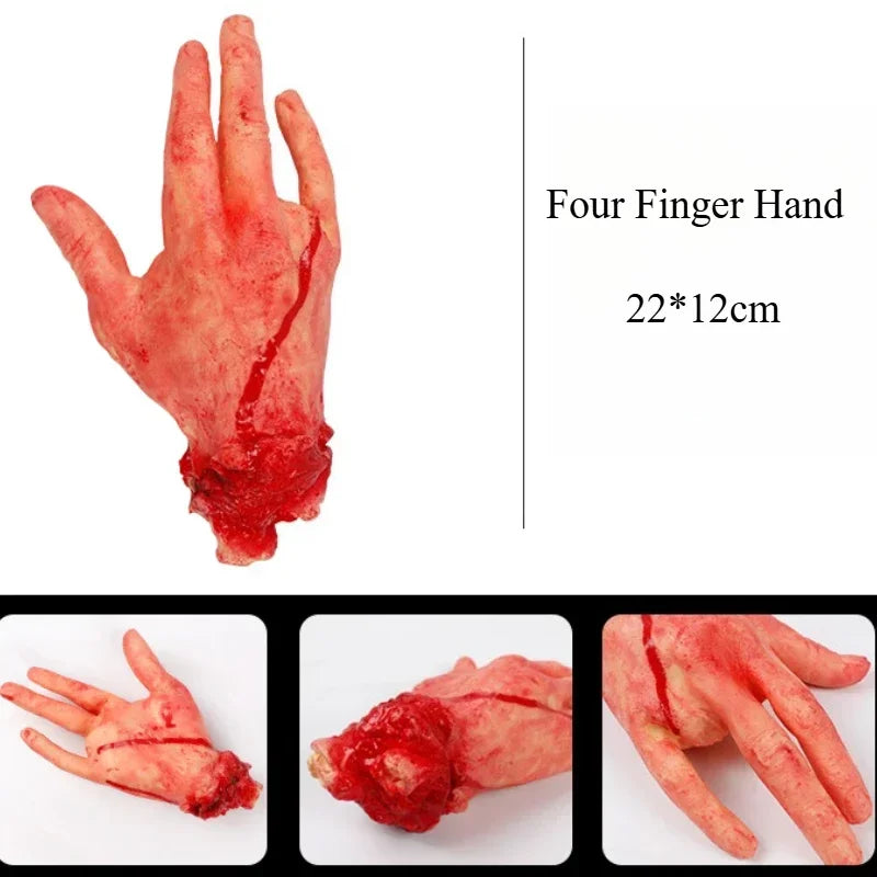 Halloween Fake Body Parts Props – Scary Bloody Human Brain, Heart, Hand, Finger, Leg & Foot Decorations for Halloween Parties, Haunted Houses & Horror Decor