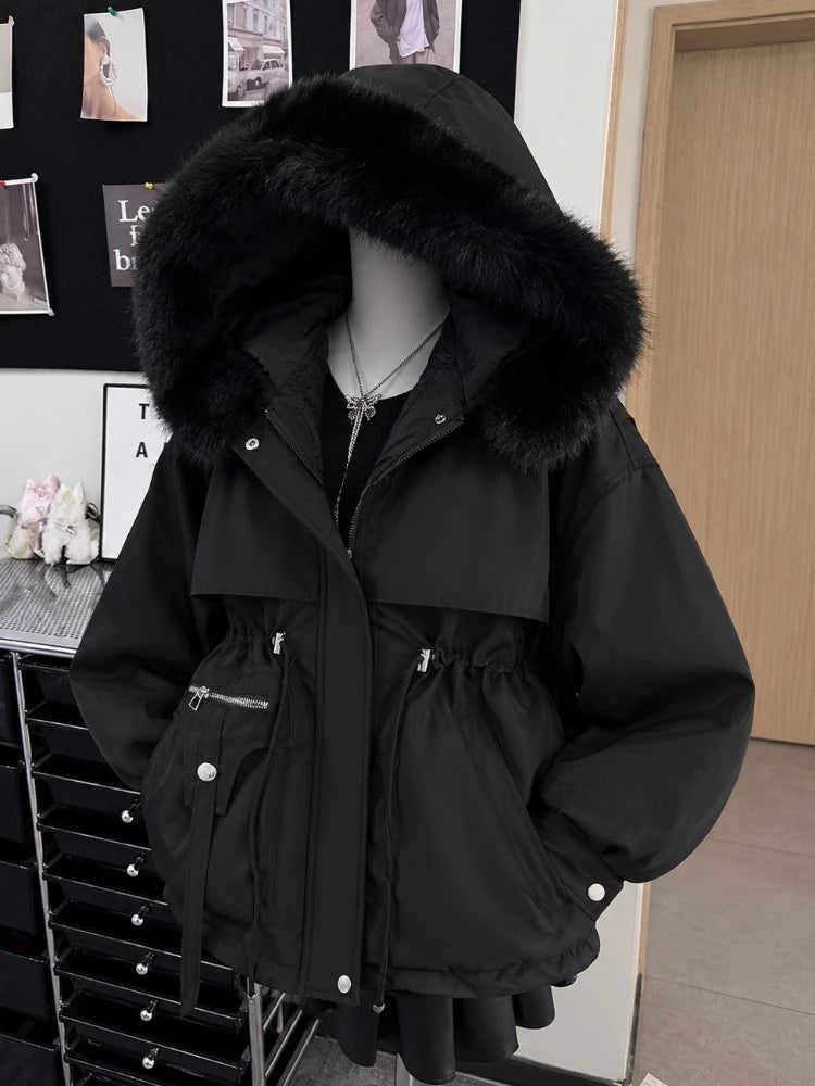 Women’s Harajuku Vintage Safari Jacket – Hooded Zip-Up Sweatshirt, Y2K Grunge Streetwear Coat with Stand Collar