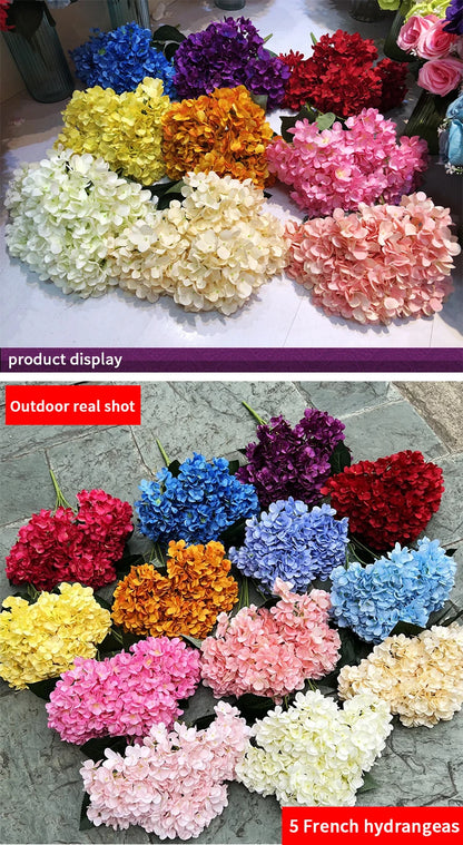 Bouquet d'Hortensias Artificiels à 5 Têtes – Fleurs Artificielles en Soie pour Décoration de Mariage, Arrangements de Fête, Décoration de Salon & Accessoires Floraux pour la Maison