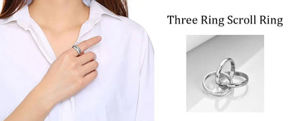Stainless Steel Interlocked Triple Ring – Three-in-One Multi-Color Wedding Band for Women | Stackable Fashion Ring