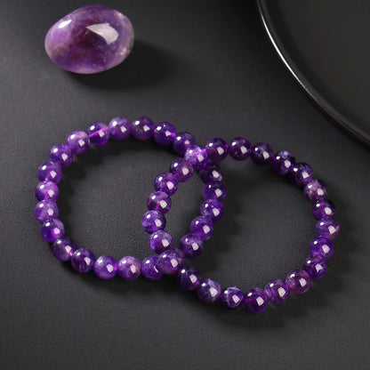 Bracelet en perles d'améthyste naturelle – Bracelet extensible en cristal véritable pour hommes et femmes, bijou de méditation yoga et accessoire de mode