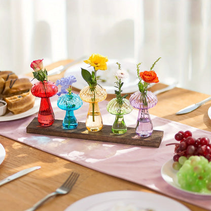 Transparent Glass Mushroom Vase – Hydroponic Planter for Flowers, Plants & Home Décor