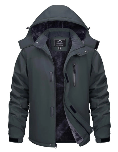 TACVASEN Men’s Winter Ski Jacket – Thick Fleece-Lined Waterproof Windbreaker, Warm Outdoor Parka for Snowboarding, Hiking & Mountain Trekking