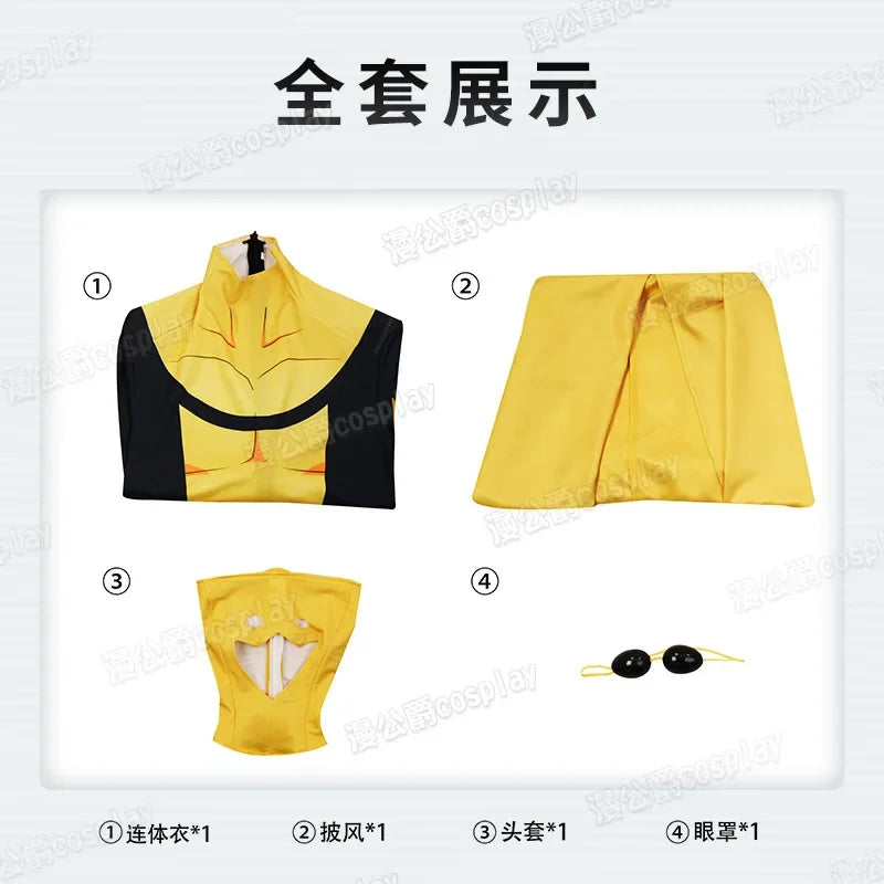 Invincible Inspired Sinister Mark Cosplay Costume – Men’s Yellow Uniform Disguise Outfit for Anime Halloween, Carnival & Party Roleplay