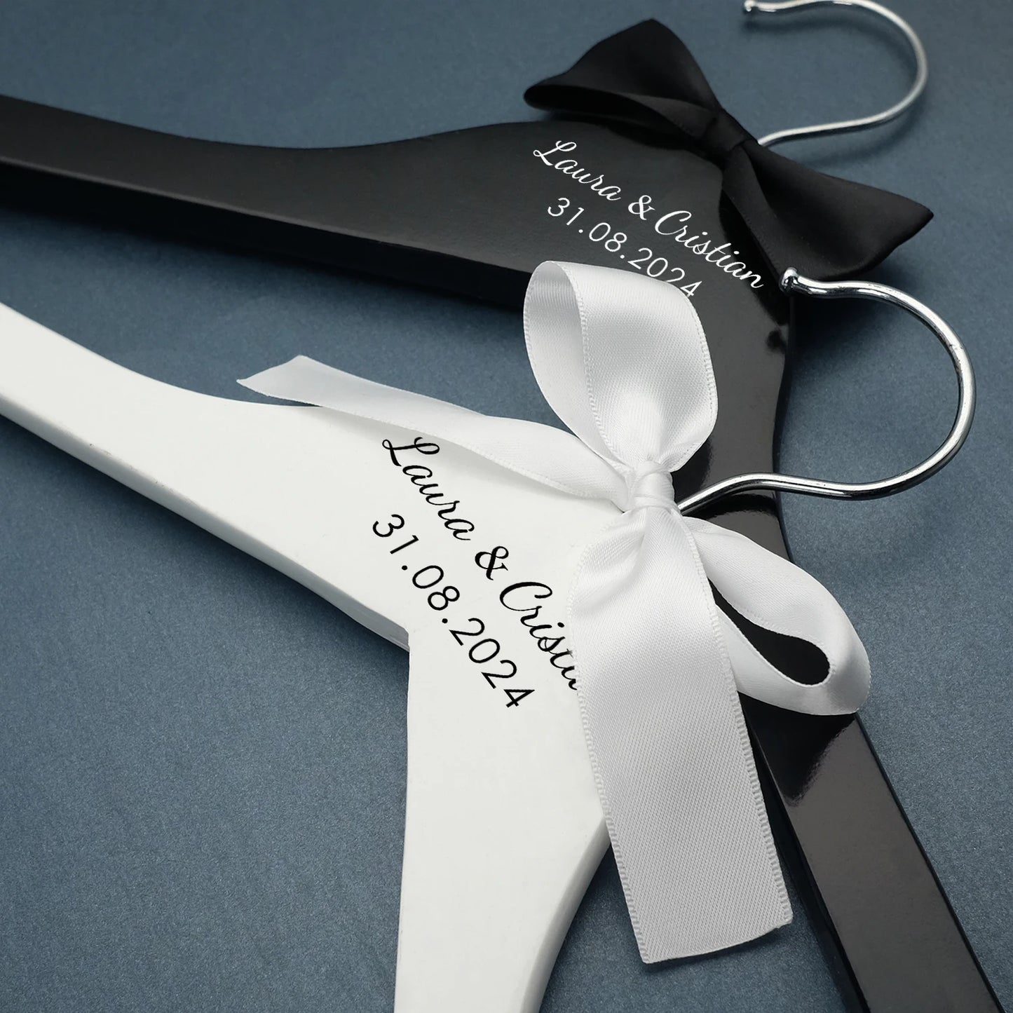 Custom Personalized Wedding Hanger – Engraved Bride & Groom Dress Hanger with Names & Wedding Date