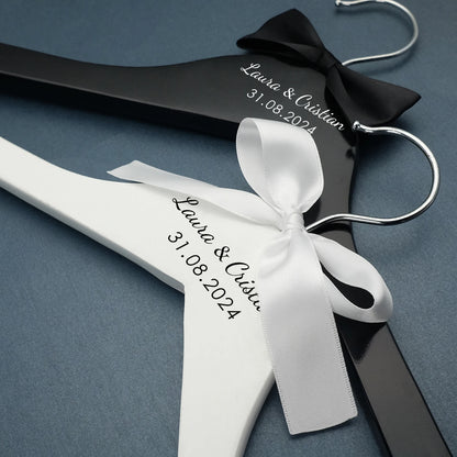 Custom Personalized Wedding Hanger – Engraved Bride & Groom Dress Hanger with Names & Wedding Date