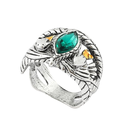Ring of Barahir Inspired Green Crystal Ring – Vintage Gondor Fantasy Cosplay Ring for Men | Medieval Jewelry Gift