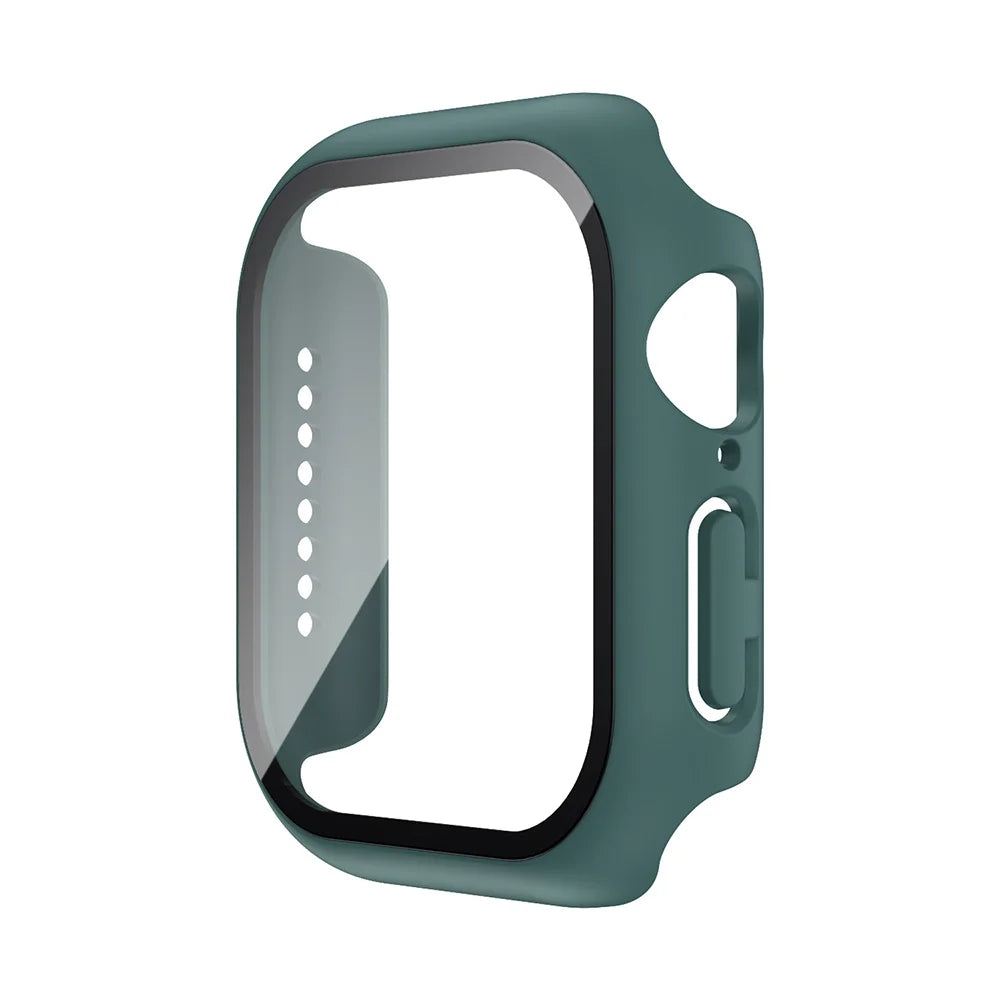 Funda con protector de pantalla de cristal templado para Apple Watch Series 10, 9, 8, 7, 6, SE y 5 (38 mm-46 mm) – Cubierta protectora completa 2 en 1