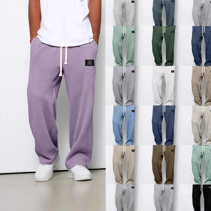 Men's 2026 Casual Straight-Leg Sweatpants – Wide-Leg Elastic Waist Sportswear Trousers for Spring & Autumn, Relaxed Everyday Pants