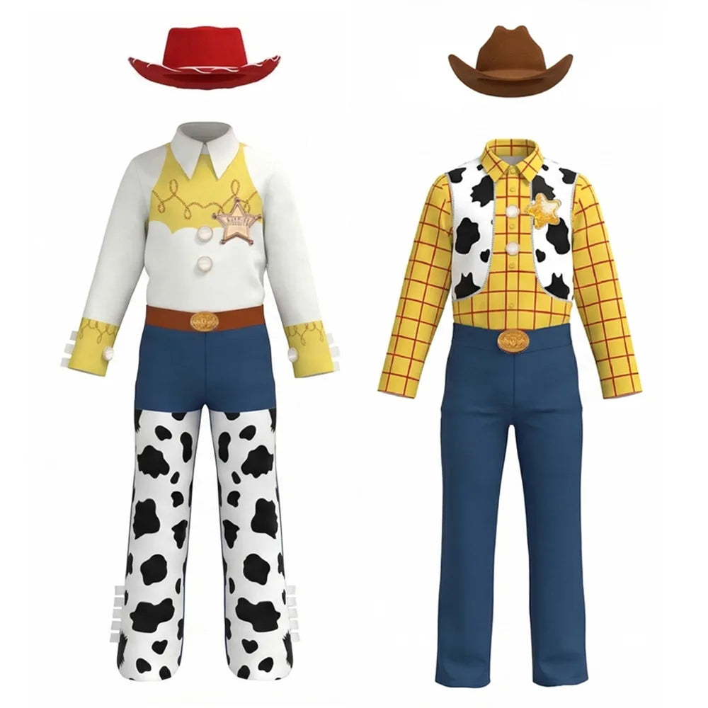 Western Cartoon Cosplay Costume Set – Top, Pants, Hat & Cape
