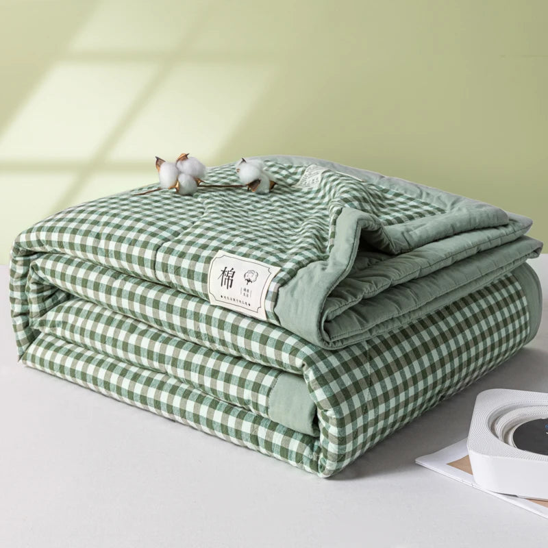 100% Cotton Summer Quilt – Lightweight Long Staple Cotton Comforter for Twin, Queen & Double Beds