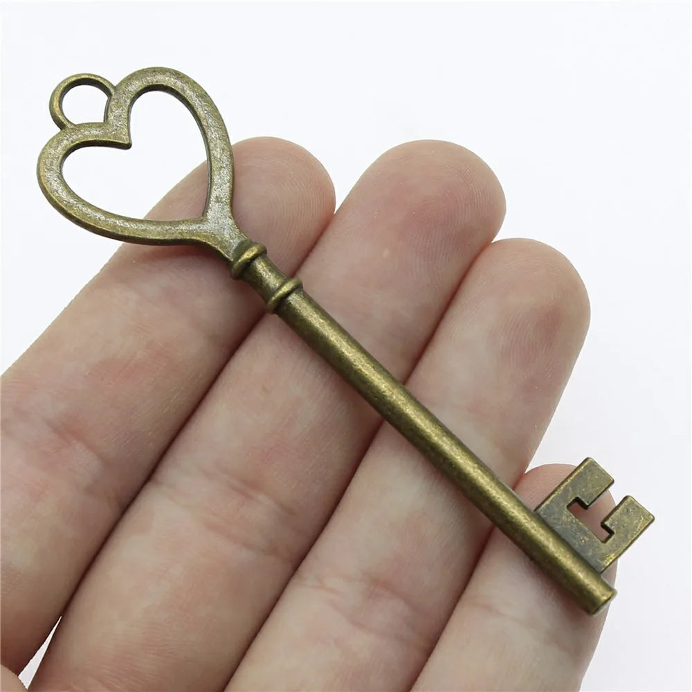 2 pendentifs clé de grande taille – Breloques de style tibétain pour la création de bijoux, fournitures artisanales pour colliers, bracelets et accessoires