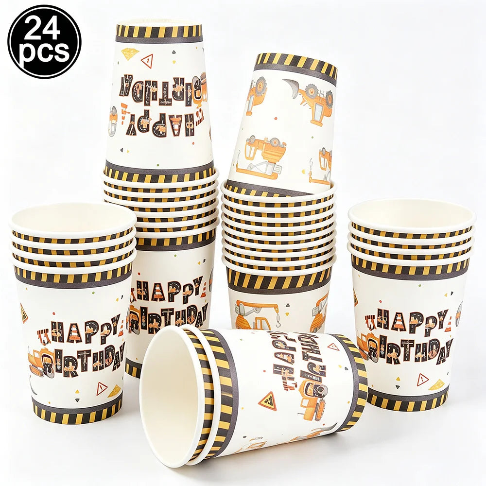 Construction Truck Birthday Party Tablecloth – Excavator & Engineering-Themed Table Runner for Boys' Construction Party Decorations