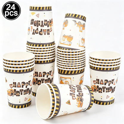 Construction Truck Birthday Party Tablecloth – Excavator & Engineering-Themed Table Runner for Boys' Construction Party Decorations