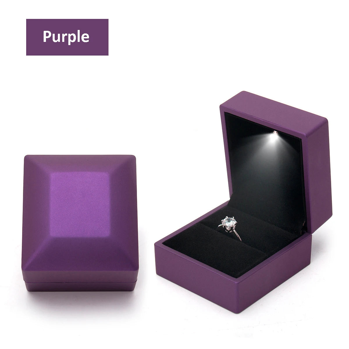 LED Velvet Jewelry Gift Box for Rings, Necklaces & Pendants – Luxury Lighted Proposal, Engagement & Wedding Display Case
