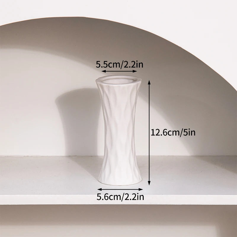 Florero Nórdico de Cerámica Blanca – Jarrón Decorativo Moderno para Sala de Estar, Decoración del Hogar y Escritorio