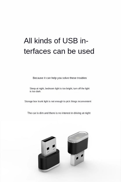 Mini USB LED Luz Ambiental Interior para Coche – Lámpara de Ambiente de Neón Plug & Play y Luz de Emergencia