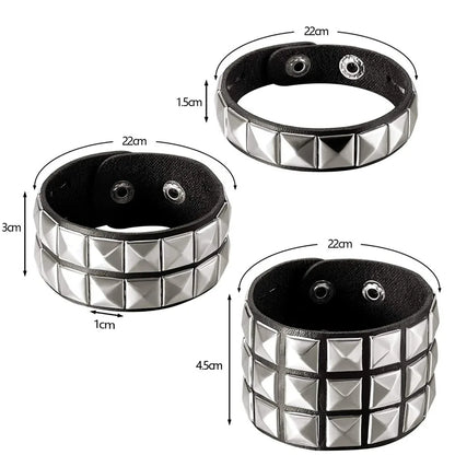 Pulsera de remaches de uñas estilo punk – Pulsera gótica con tachuelas de hip hop para hombres y mujeres | Regalo de joyería de moda rock para Navidad y el Día de San Valentín