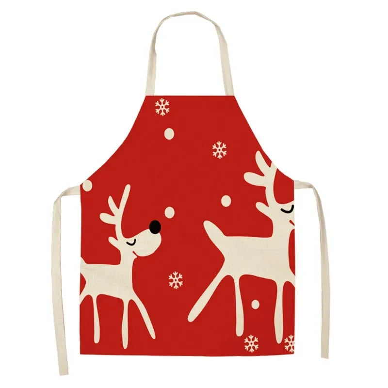 Christmas Moose Print Kitchen Apron – Unisex Cooking & Baking Workwear for Home Cleaning, Barbecue, Restaurant & Kitchen Use