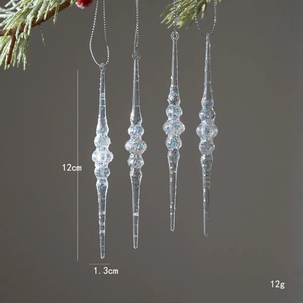 Crystal Clear Acrylic Christmas Tree Ornaments – Glitter Hanging Pendants for Holiday Parties, Xmas Tree & Festive Home Decor