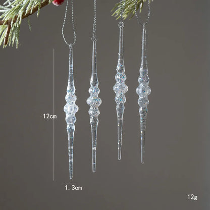 Crystal Clear Acrylic Christmas Tree Ornaments – Glitter Hanging Pendants for Holiday Parties, Xmas Tree & Festive Home Decor