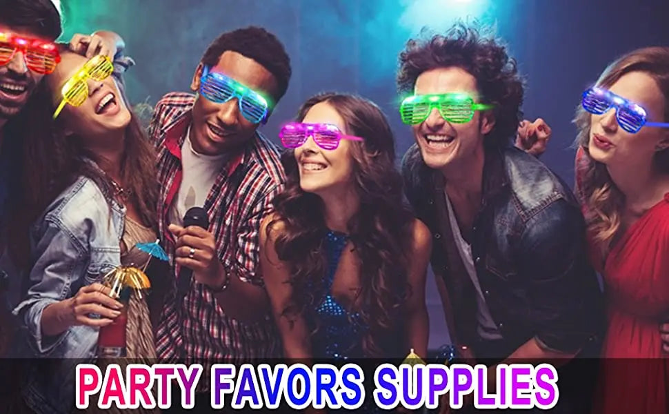 Lunettes de fête lumineuses à LED – Lunettes néon phosphorescentes 3 modes pour anniversaires, mariages et festivals