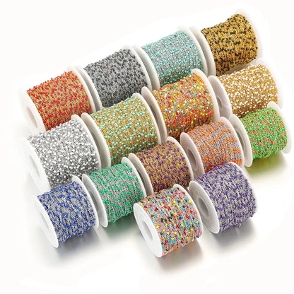 Cadena de eslabones de cuentas de esmalte dorado de acero inoxidable de 2M – Cadena DIY de aceite de goteo para collares, pulseras y suministros de fabricación de joyas