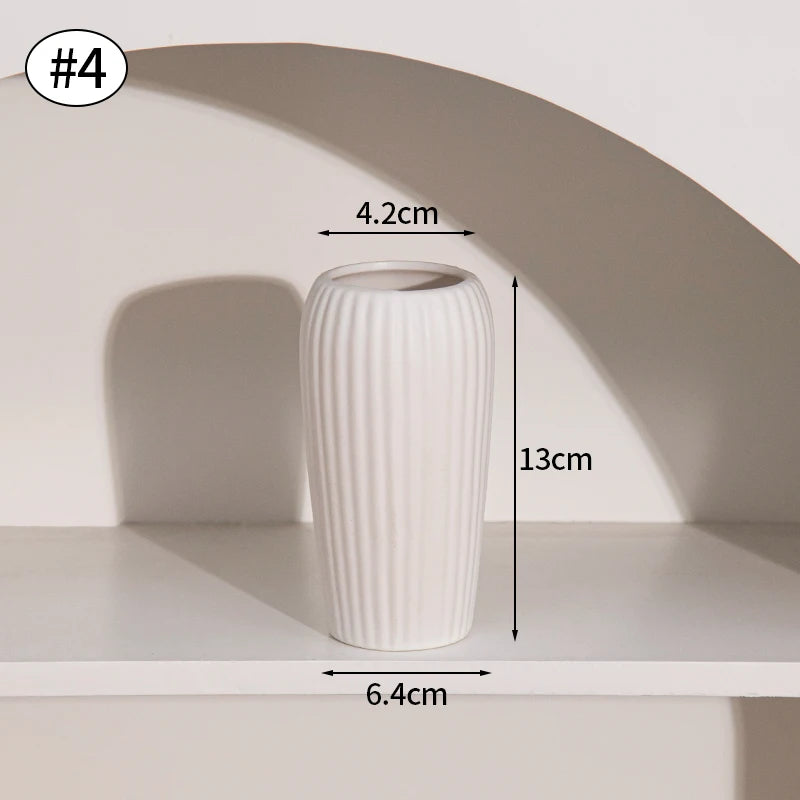 Florero Nórdico de Cerámica Blanca – Jarrón Decorativo Moderno para Sala de Estar, Decoración del Hogar y Escritorio